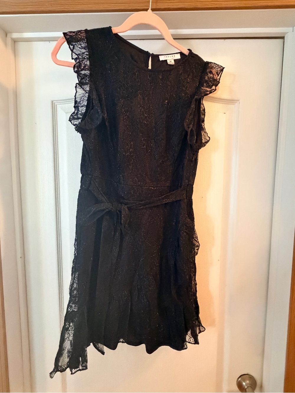 Black Lace Ruffle Sleeve Dress - Elegant Women's Evening Dress
